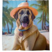 Anatolian Shepherd op Beach, hondenliefhebber zome Douchegordijn (Voorkant)