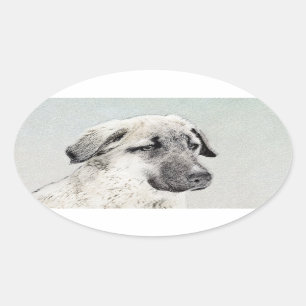 Anatolian Shepherd Painting - Oorspronkelijke hond Ovale Sticker