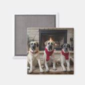 Anatolische herder bij de open haard Kerstmis Magneet (Voorkant / Achterkant)