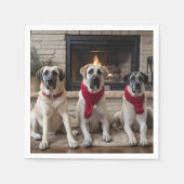 Anatolische herder bij de open haard Kerstmis Servet (Voorkant)