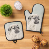 Anatolische Herder Fawn Schilderen Originele Hond Ovenwant & Pannenlap Set (Top down)