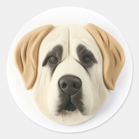 Anatolische herder hond 3D geïnspireerd Ronde Sticker (Voorkant)