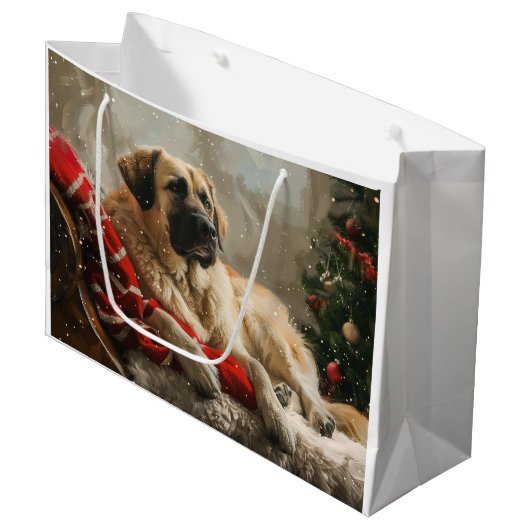 Anatolische Herder Hond Kerstfeest Groot Cadeauzakje (Voorkant Gekanteld)