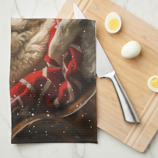 Anatolische Herder Hond Kerstfeest Theedoek (Quarter Fold)