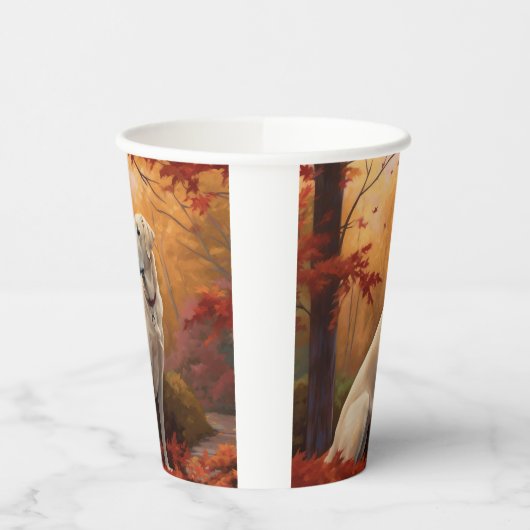 Anatolische herder in de herfst laat Herfst inspir Papieren Bekers (Links)