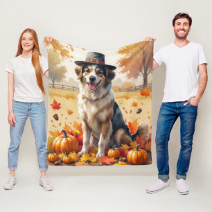 Anatolische herder in de herfst verlaat Thanksgivi Fleece Deken