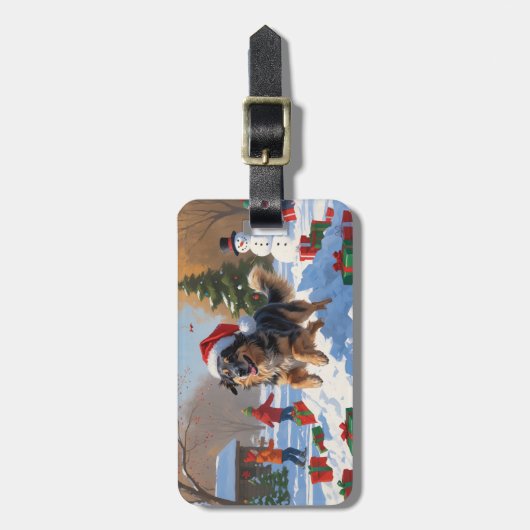 Anatolische herder Kerstfeest Sneeuw Bagagelabel (Voorkant verticaal)