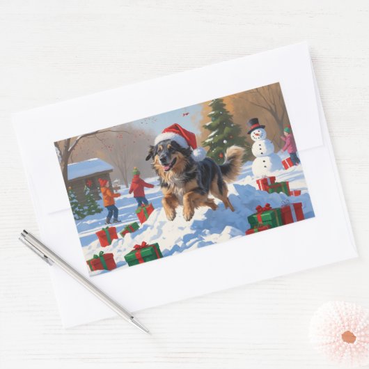 Anatolische herder Kerstfeest Sneeuw Rechthoekige Sticker (Envelop)