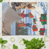 Anatolische herder Kerstfeest Sneeuw Theedoek (Gevouwen)