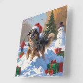 Anatolische herder Kerstfeest Sneeuw Vierkante Klok (Hoek)