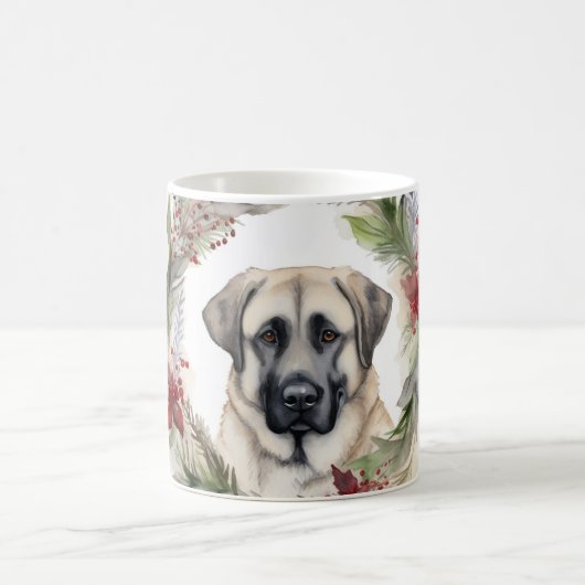 Anatolische Herder Kerstkrans Feestelijke Pup Koffiemok (Center)