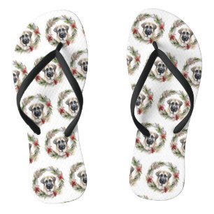 Anatolische Herder Kerstkrans Feestelijke Pup Teenslippers