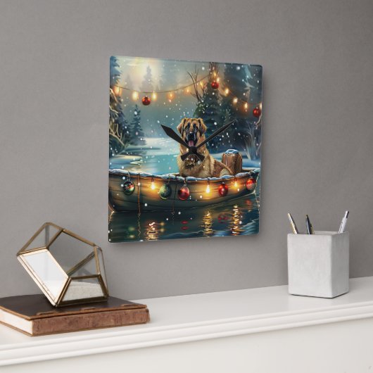 Anatolische herder kerstvakantie vierkante klok (Kantoor)