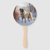 Anatolische herder liet het sneeuwKerstmis Handwaaier (Achterkant)