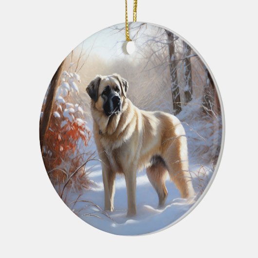Anatolische herder liet het sneeuwKerstmis Keramisch Ornament (Links)