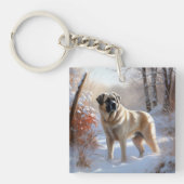 Anatolische herder liet het sneeuwKerstmis Sleutelhanger (Voorkant)