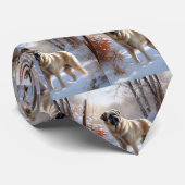 Anatolische herder liet het sneeuwKerstmis Stropdas (Opgerold)