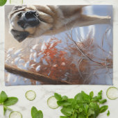 Anatolische herder liet het sneeuwKerstmis Theedoek (Gevouwen)