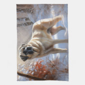 Anatolische herder liet het sneeuwKerstmis Theedoek (Verticaal)