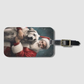 Anatolische Herder met Kerstman Kerstmis Bagagelabel (Voorkant (horizontaal))