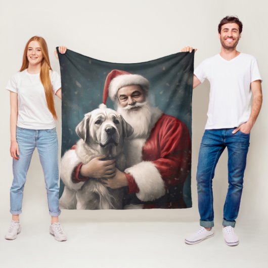 Anatolische Herder met Kerstman Kerstmis Fleece Deken (In situ)