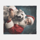 Anatolische Herder met Kerstman Kerstmis Fleece Deken (Voorkant (Horizontaal))