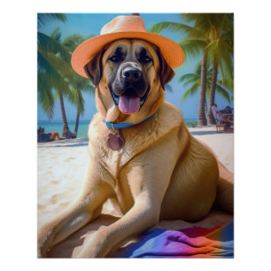 Anatolische herder op het strand, cadeau voor hond perfect poster