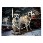 Anatolische Herder Sneeuwslee Kerstdecoratie Groot Cadeauzakje (Voorkant)