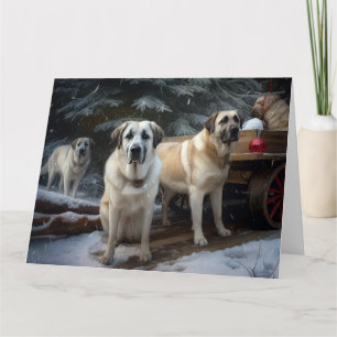 Anatolische Herder Sneeuwslee Kerstdecoratie Kaart