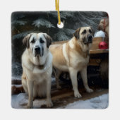 Anatolische Herder Sneeuwslee Kerstdecoratie Keramisch Ornament (Voorkant)