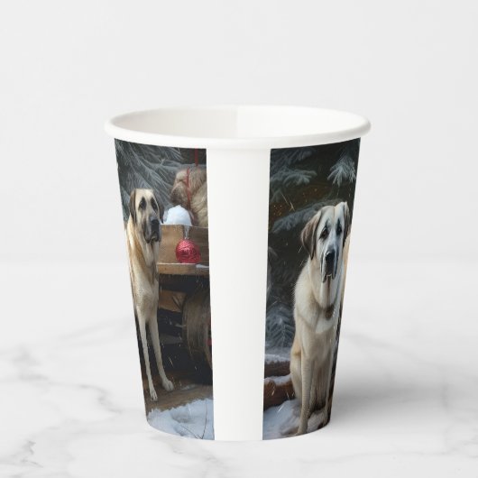 Anatolische Herder Sneeuwslee Kerstdecoratie Papieren Bekers (Links)