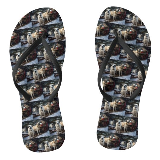 Anatolische Herder Sneeuwslee Kerstdecoratie Teenslippers (Voetbed)