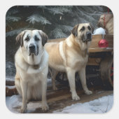 Anatolische Herder Sneeuwslee Kerstdecoratie Vierkante Sticker (Voorkant)