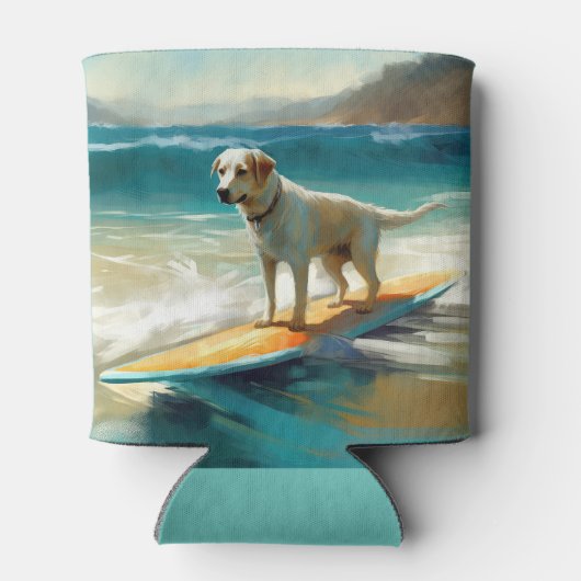 Anatolische herder strand surfen schilderij blikjeskoeler (Achterkant)