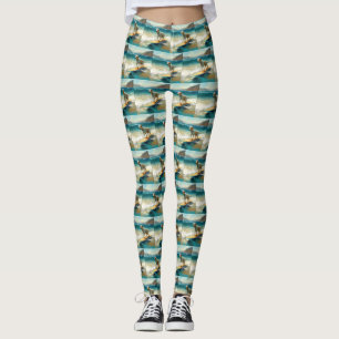 Anatolische herder strand surfen schilderij leggings