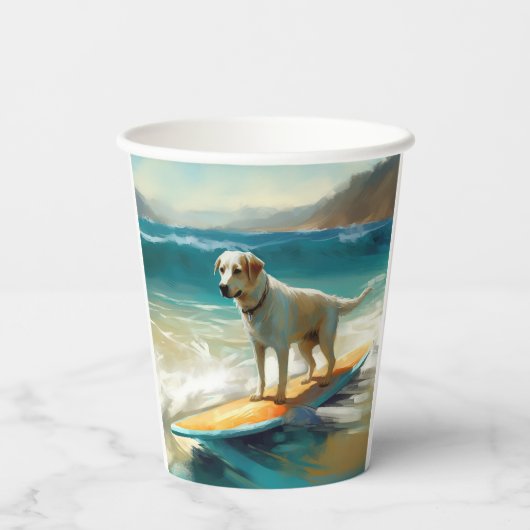 Anatolische herder strand surfen schilderij papieren bekers (Achterkant)