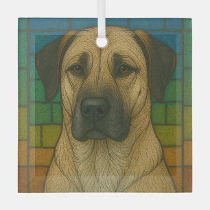 Anatolische herdershond "Glas in lood" Glas Ornament