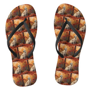 Anatolische Herdershond  in Herfstbladeren Vallen  Teenslippers