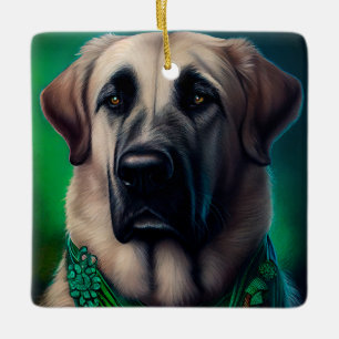 Anatolische herdershond in St. Patrick's Day-jurk Keramisch Ornament