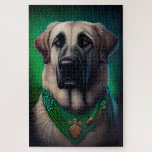 Anatolische herdershond in St. Patrick's Day-jurk Legpuzzel