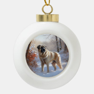 Anatolische Herdershond Laat het Sneeuwen Kerstmis Keramische Bal Ornament