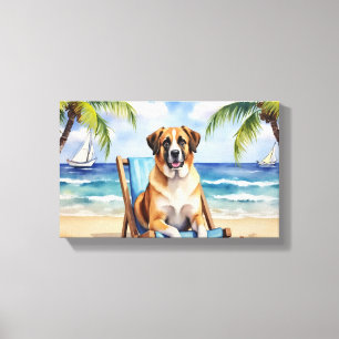 Anatolische Herdershond Strand Scene Canvas Afdruk