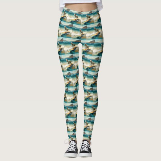 Anatolische Herdershond Strand Surfen Schilderij  Leggings (Voorkant)