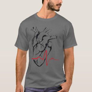 Anatomical Heart Drawing ECG T-shirt