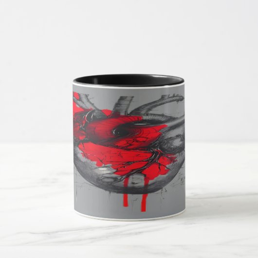 Anatomical Heart Sketch Trash Polka Art Mug (Centre)