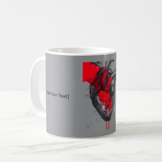 Anatomical Heart Sketch Trash Polka Art Mug (Devant gauche)