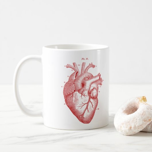 Anatomical Red Heart  Print Coffee Mok (Met donut)