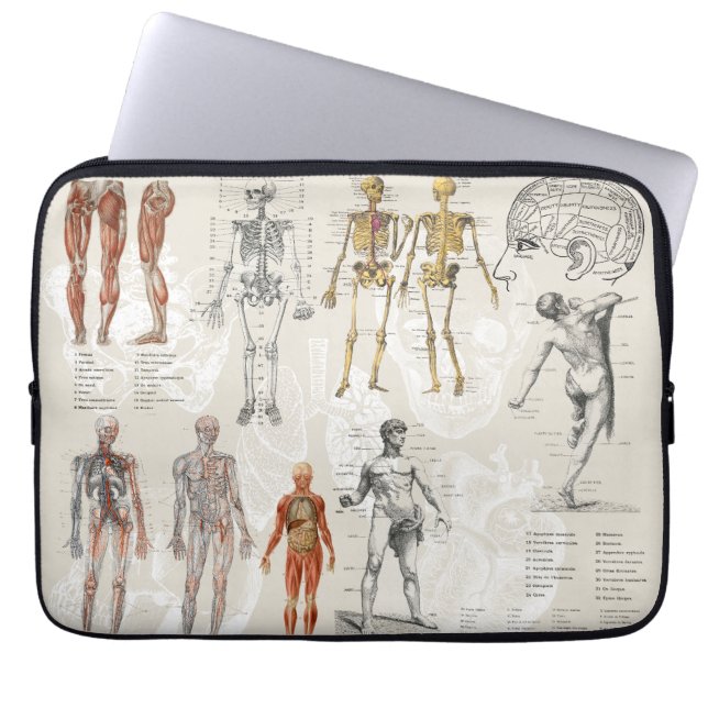  anatomie biologie kunst collage laptop sleeve (Voorkant)