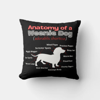 Anatomie Dog, Funny Dachshund 2 zijkant Kussen