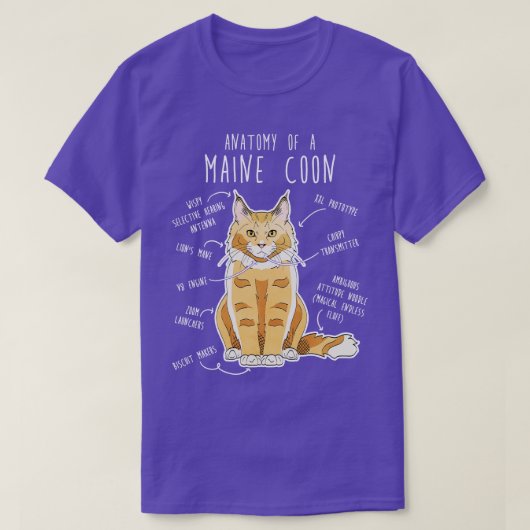 Anatomie du chat Maine Coon TShirt 2 (Design devant)